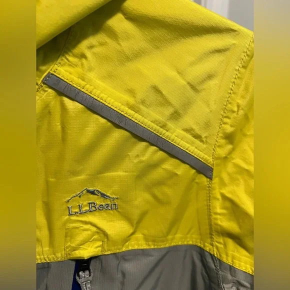 L.L. Bean Youth L Rain Jacket Gray Yellow Waterproof Reflective Outdoor Shell - Picture 13 of 16